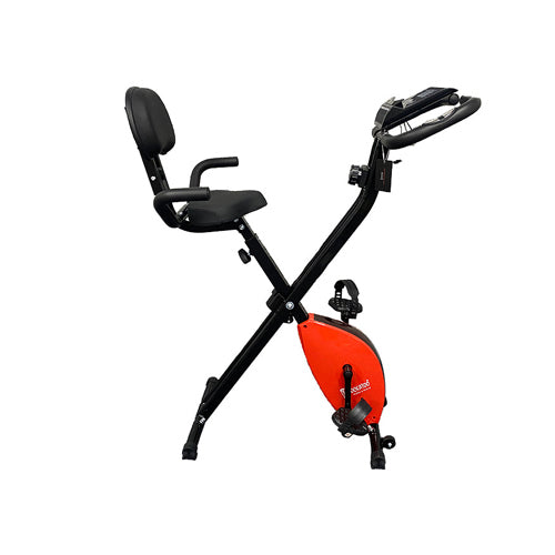 Exercise bike with clearance back support