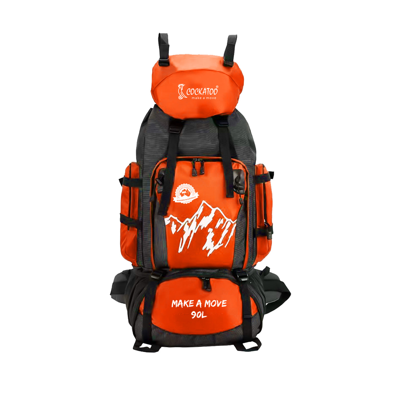 90L Orange Rucksack Trekking Bag