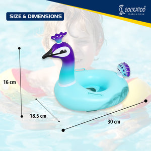 Peacock Swimming Floats, Inflatable Baby Pool Swimming Waist Pool Floats with Double Handle