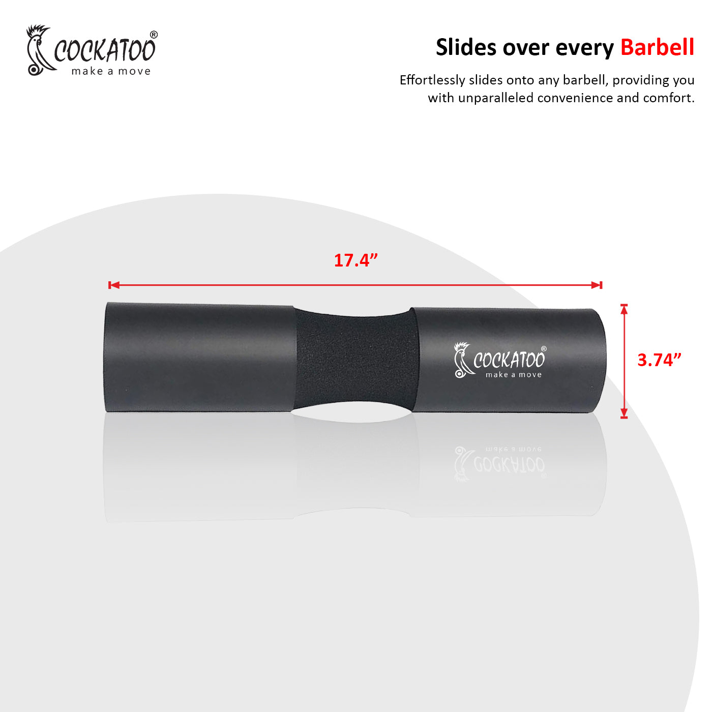 Cockatoo Black Barbell Pad with Enhanced Cushioning for Weight Lifting