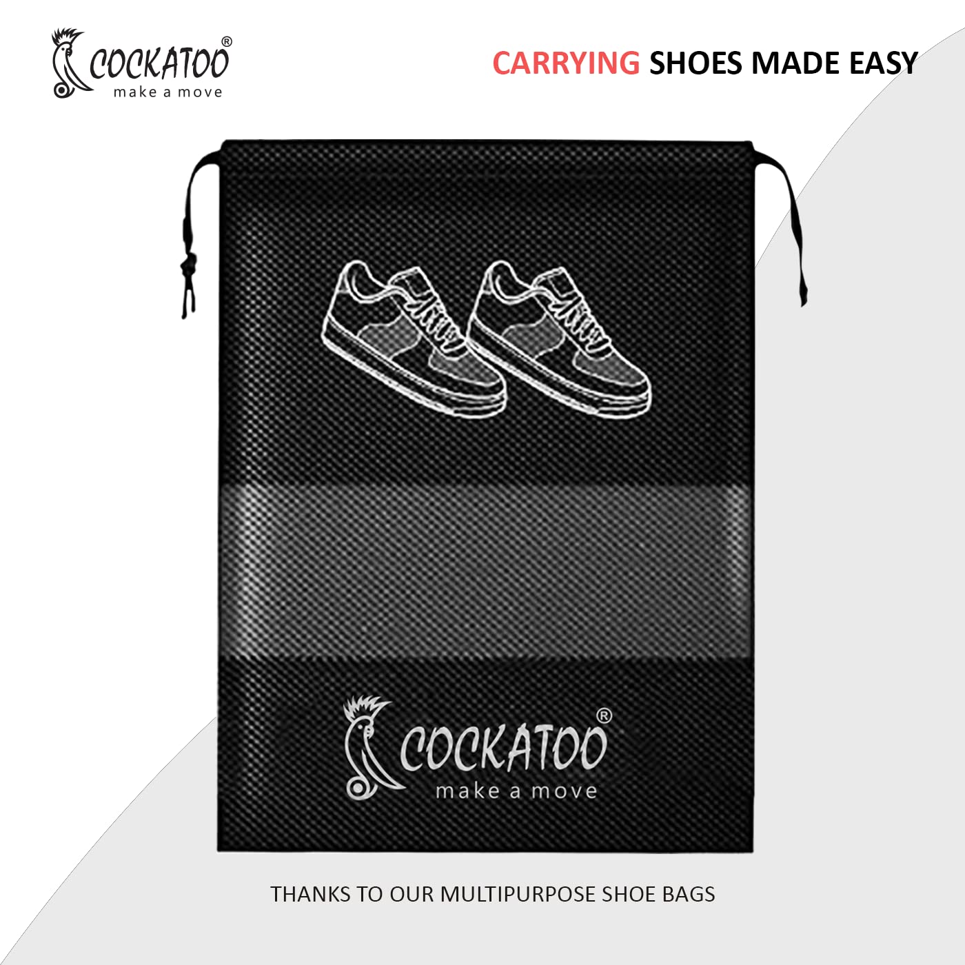 Cockatoo Shoe Bag for Travel Storage Women Men Travelling Shoe S