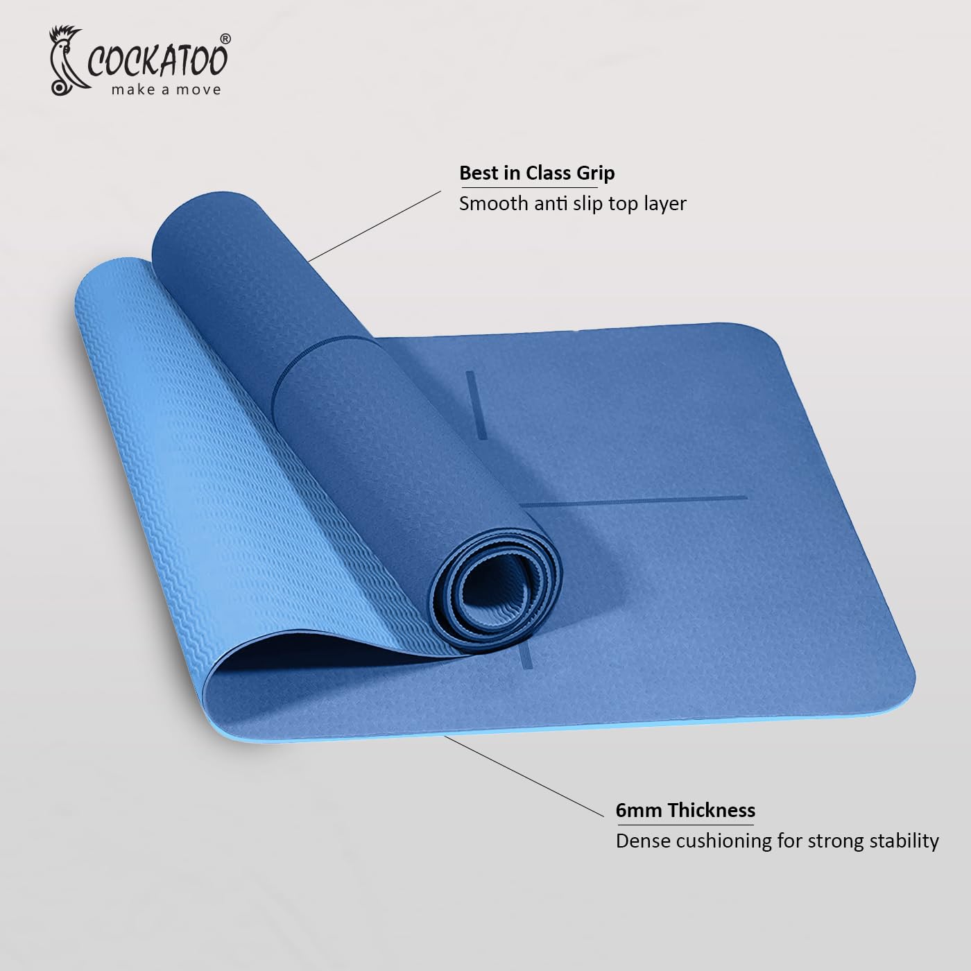 TRUE BLUE Non-Slip Yoga Sticky Mat, 2mm